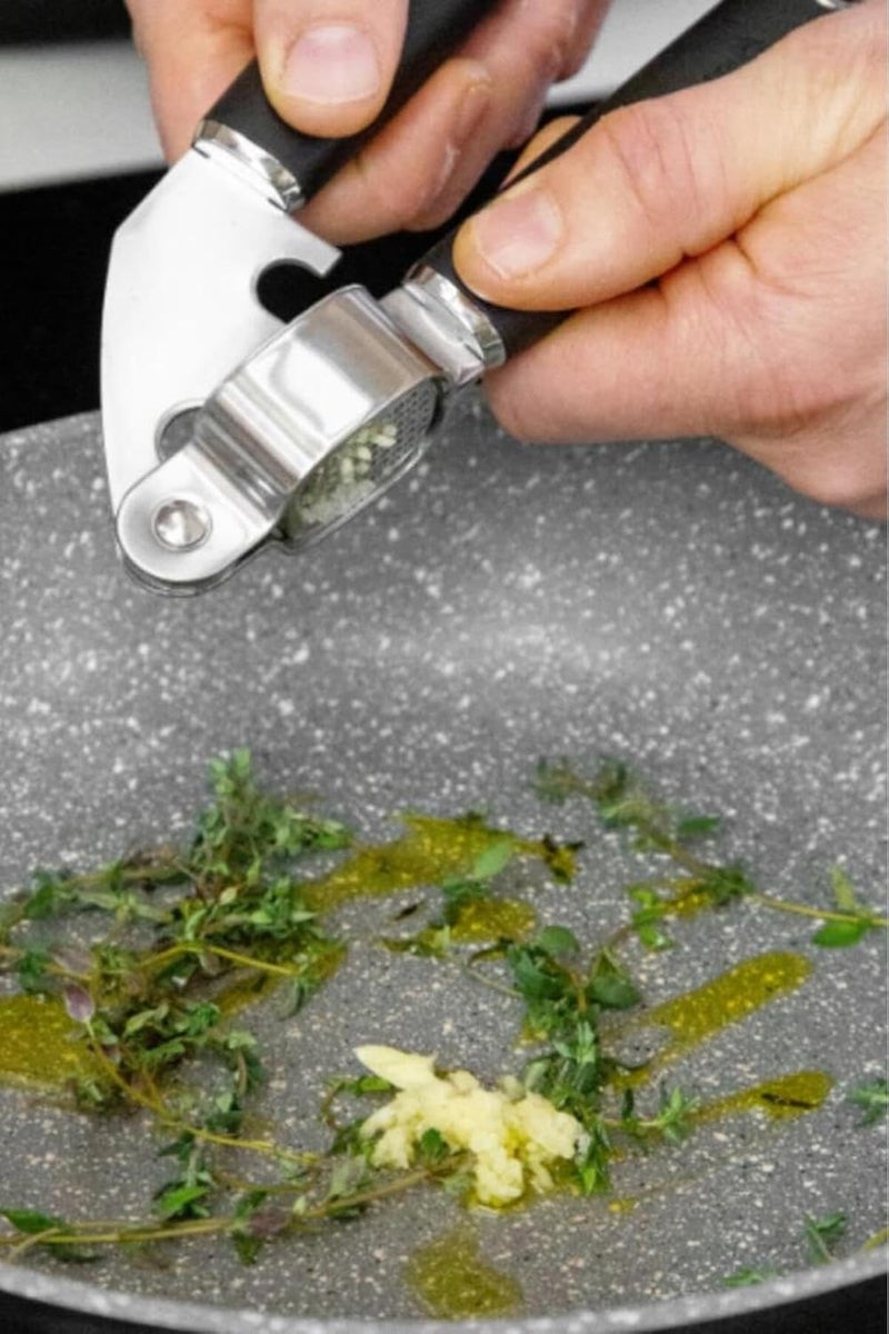 KITCHENCRAFT Masterclass Soft-Grip Stainless Steel Garlic Press, Carded - Image 3